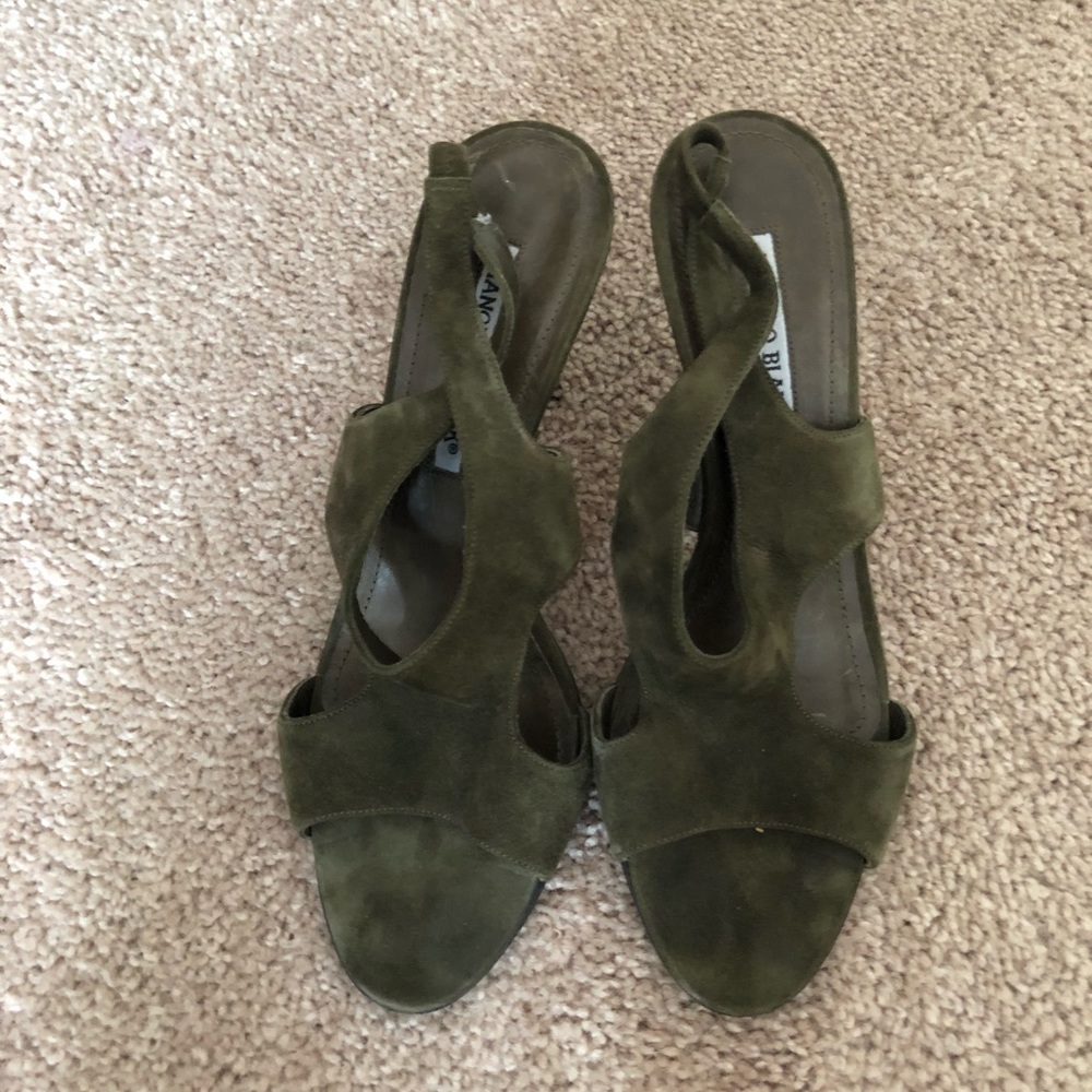 Manolo Blahnik Olive Green Women's Shoes